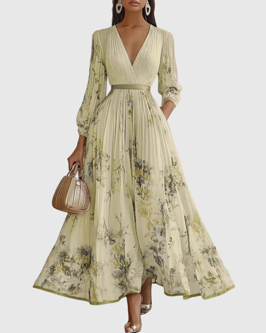 Women's Elegant Flowy Pleated Maxi Dress