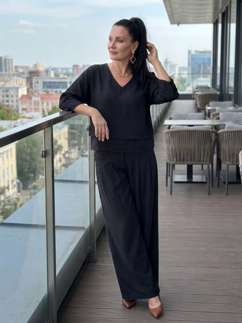 River Gelaagde Top en Wide Leg Broek Set