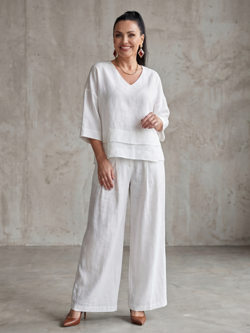 River Gelaagde Top en Wide Leg Broek Set
