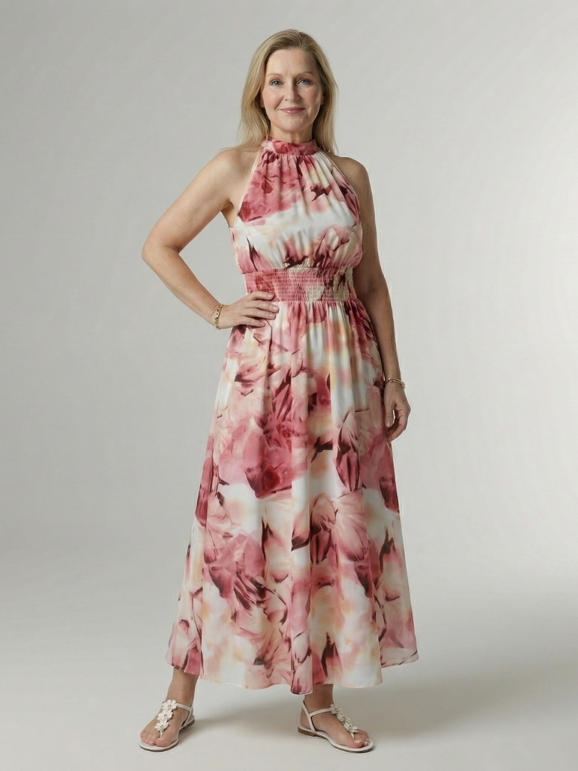 Dames Elegante Luchtige Halter Midi Jurk