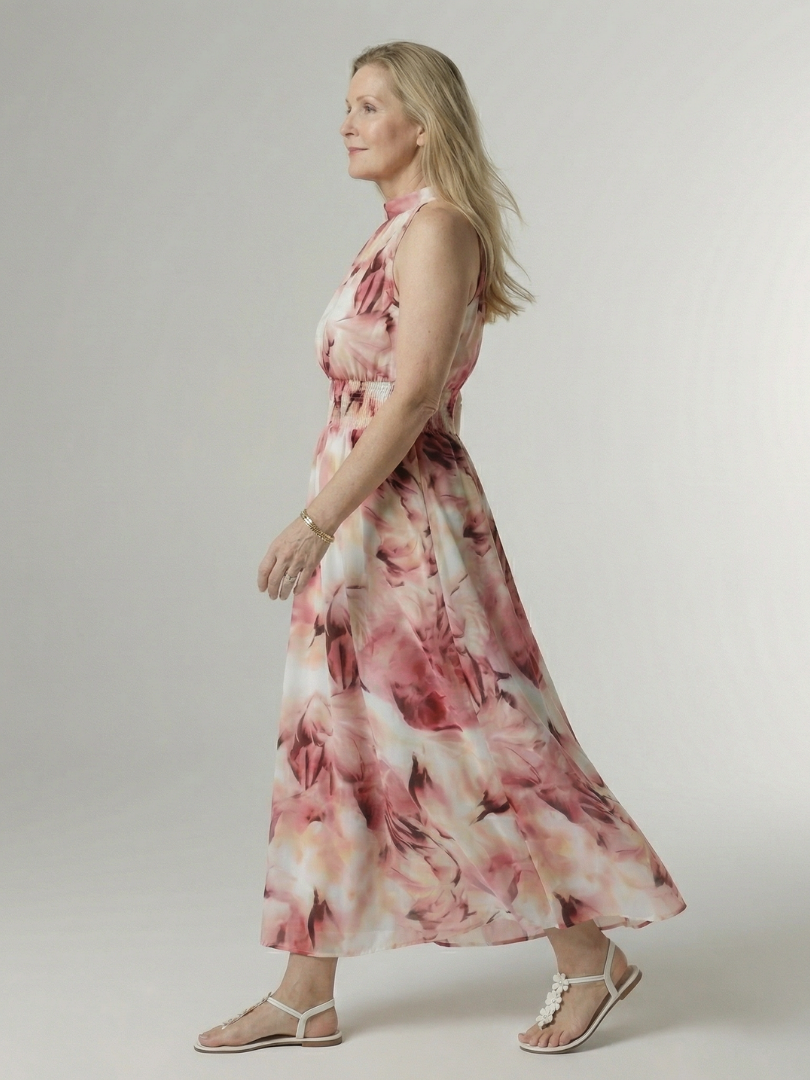 Dames Elegante Luchtige Halter Midi Jurk
