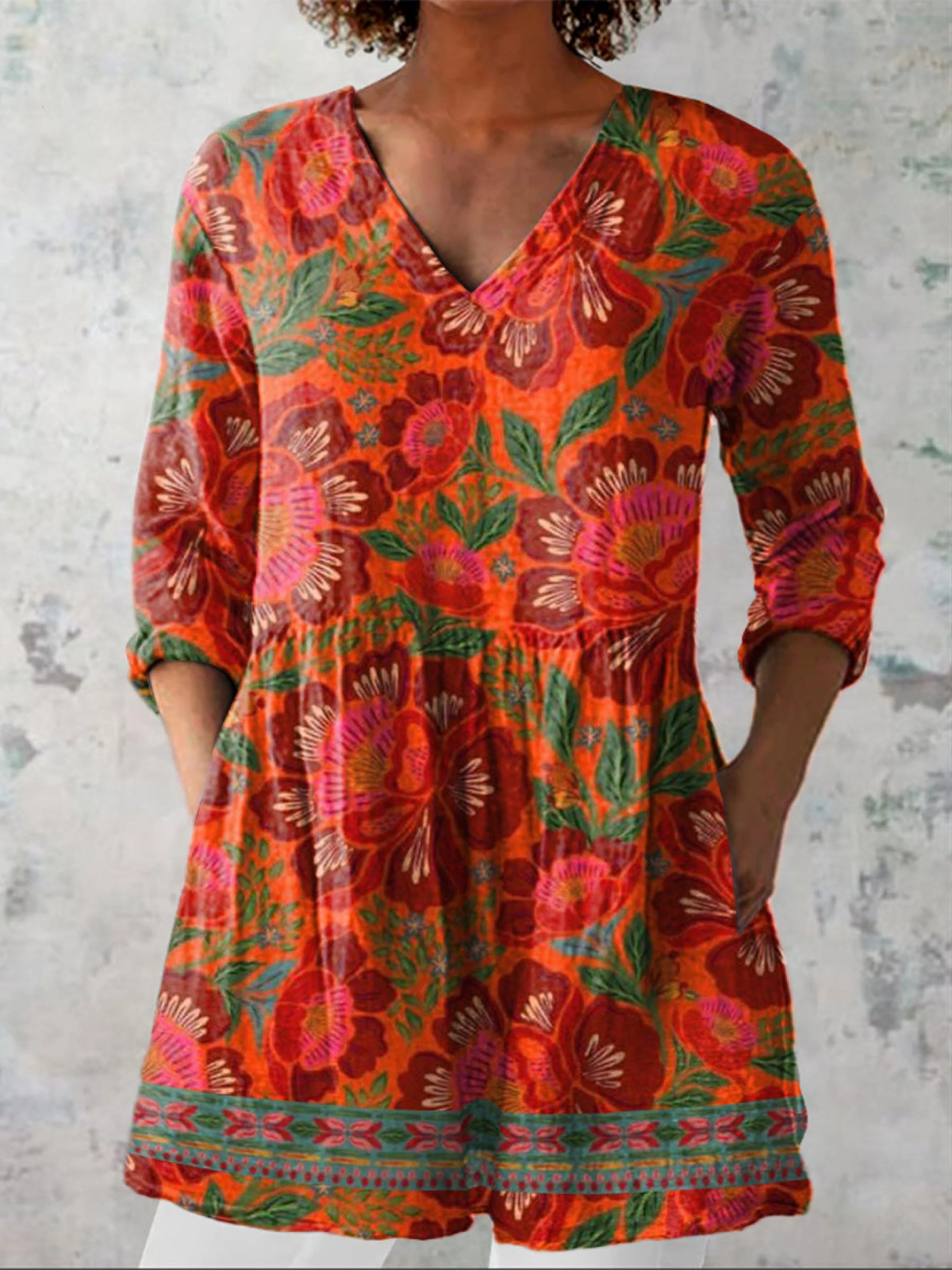 Lange Blouse met V-Hals