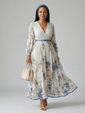 Dames Elegante Geplooide Wikkel Midi Jurk