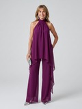 Dames Elegante Halter Asymmetrische Tuniek Set