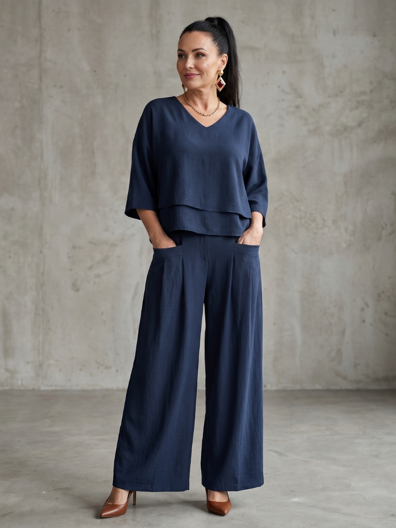 River Gelaagde Top en Wide Leg Broek Set