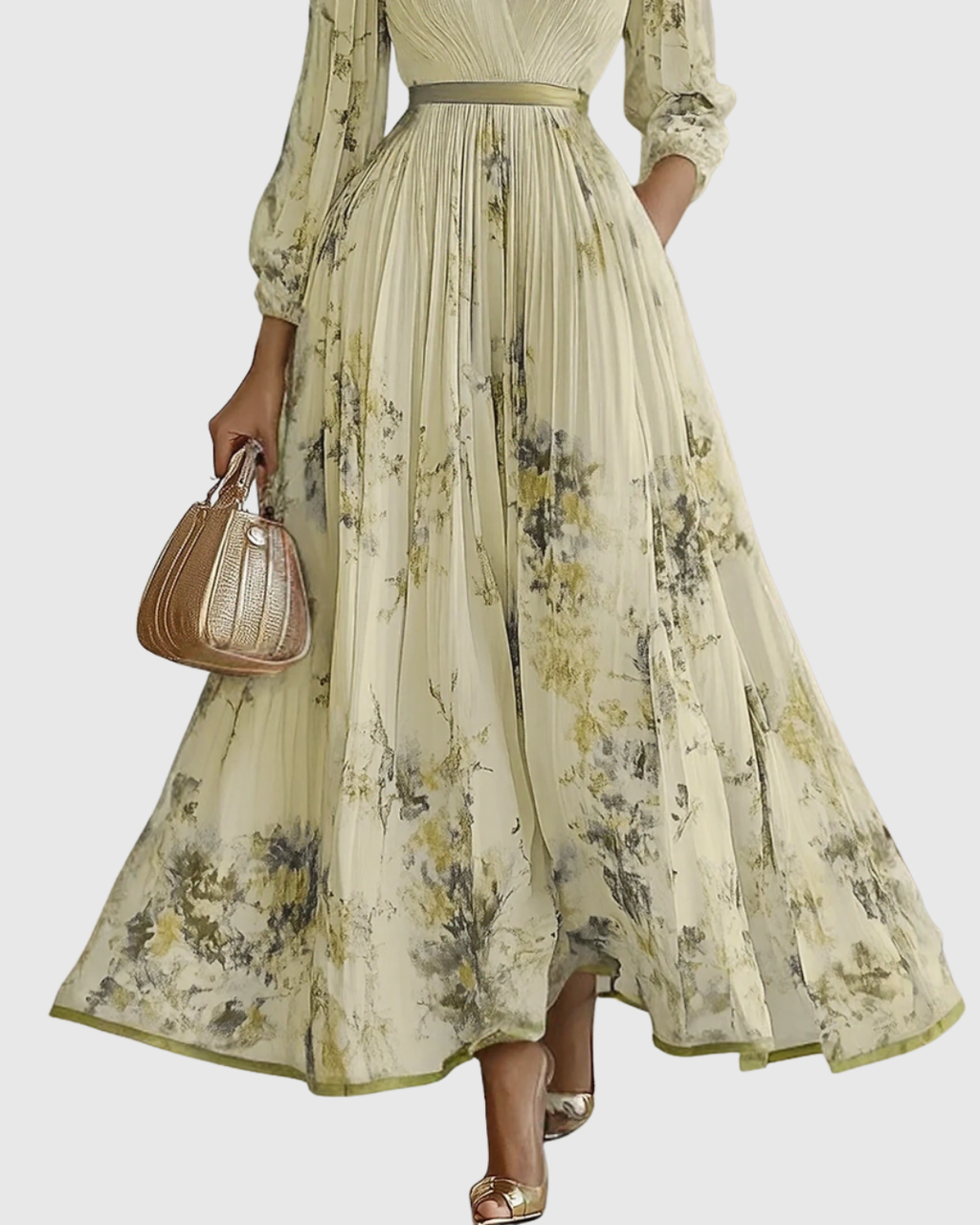 Women's Elegant Flowy Pleated Maxi Dress