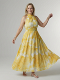Dames Elegante Luchtige Halter Midi Jurk