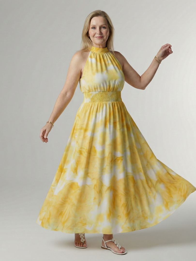 Dames Elegante Luchtige Halter Midi Jurk