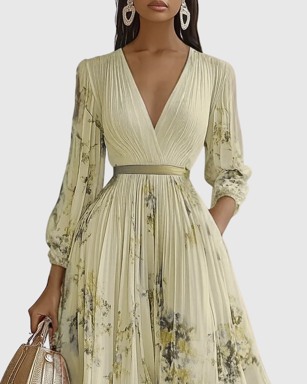 Women's Elegant Flowy Pleated Maxi Dress