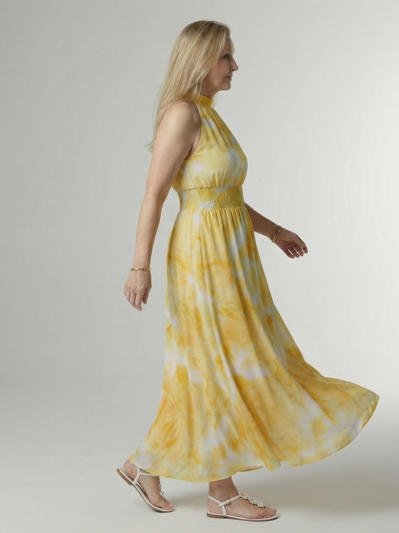 Dames Elegante Luchtige Halter Midi Jurk