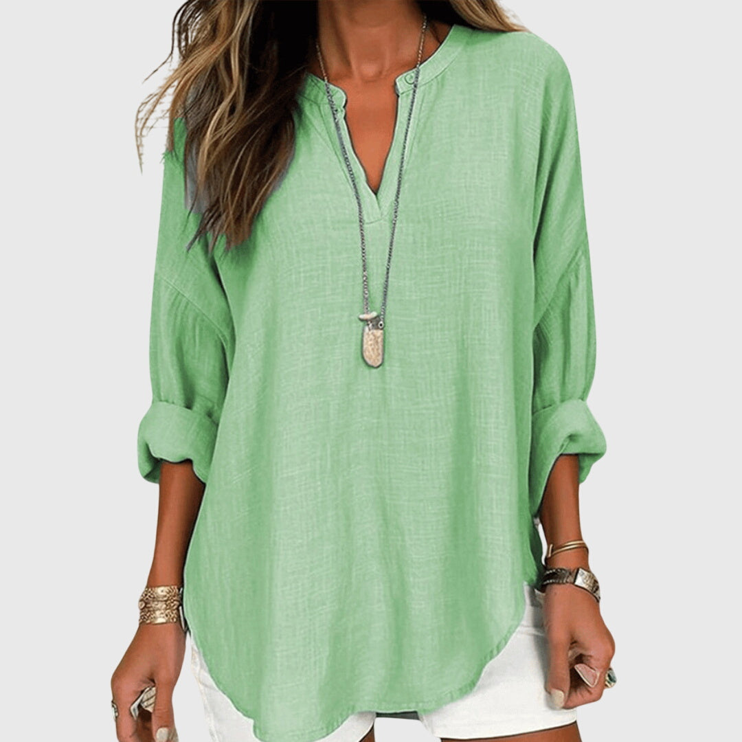 Lenara Flowy Elegant Long Sleeve Beach Shirt
