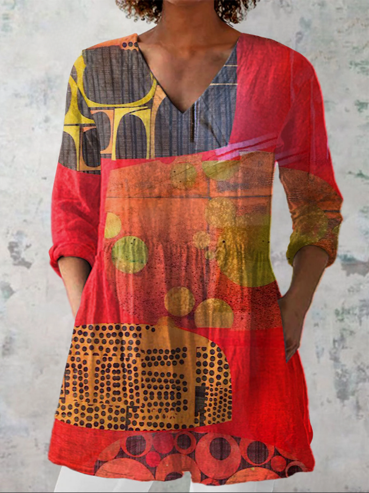 Lange Blouse met V-Hals