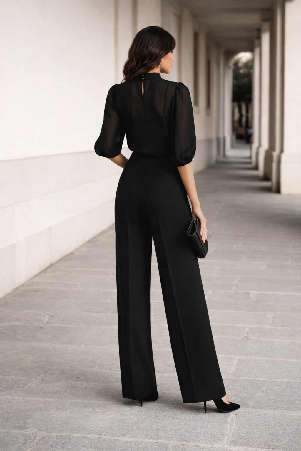 Valentina 3-delige Set van Chiffon, Zwart