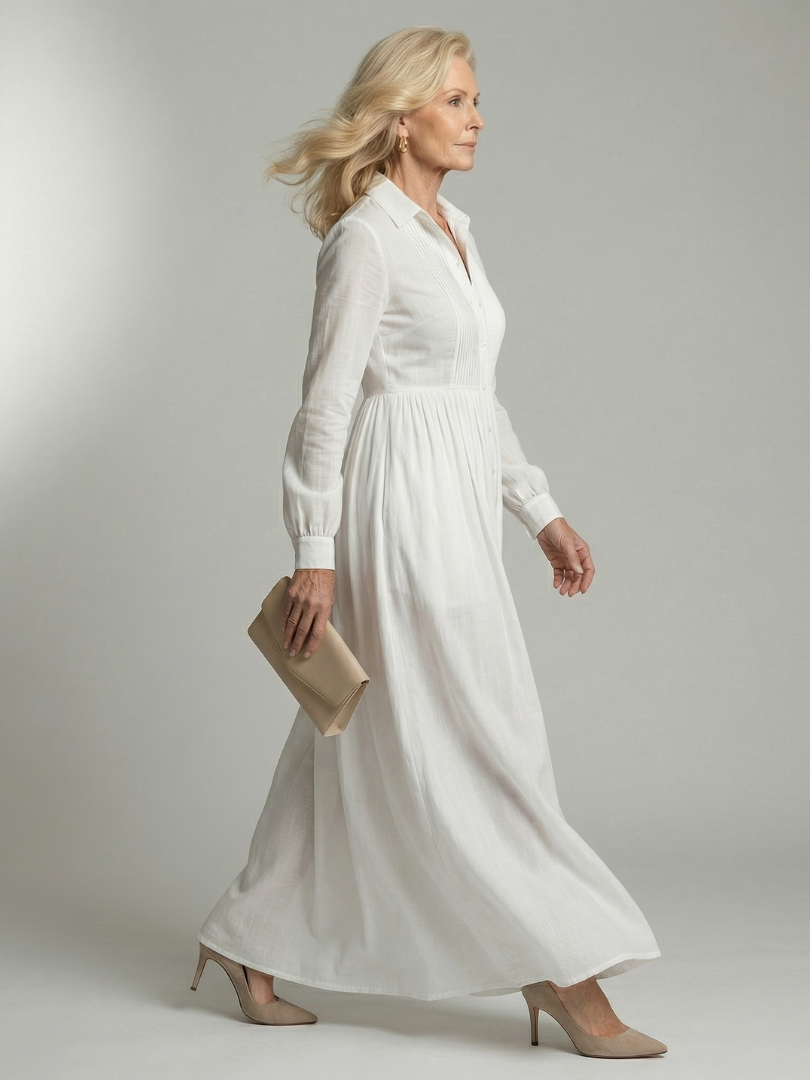 Dames Elegante Soepelvallende Maxi Jurk