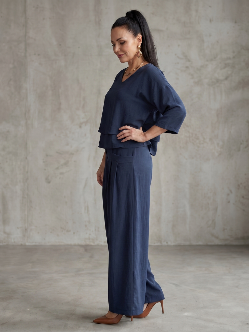 River Gelaagde Top en Wide Leg Broek Set