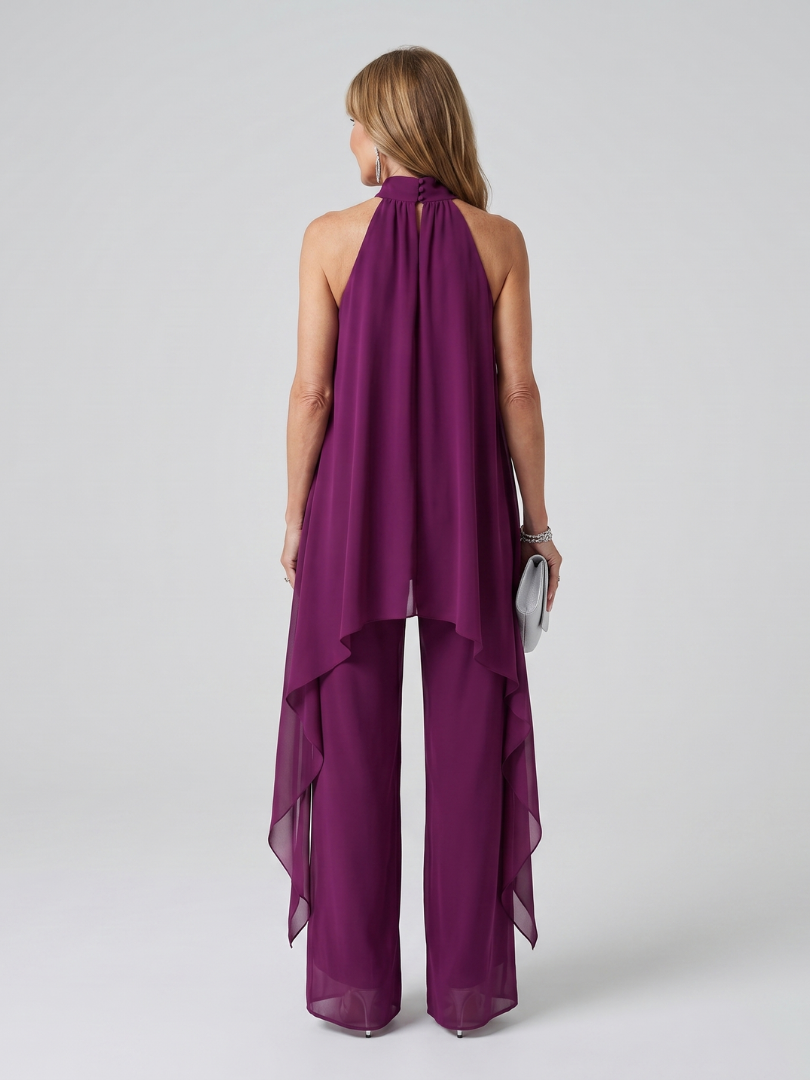 Dames Elegante Halter Asymmetrische Tuniek Set