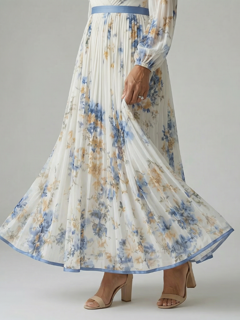 Dames Elegante Geplooide Wikkel Midi Jurk