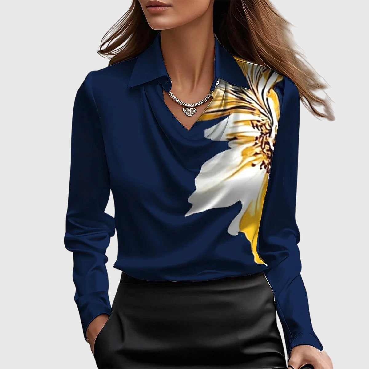 Women's Elegant Flowy Pleated Blouse