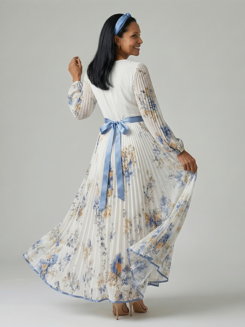 Dames Elegante Geplooide Wikkel Midi Jurk