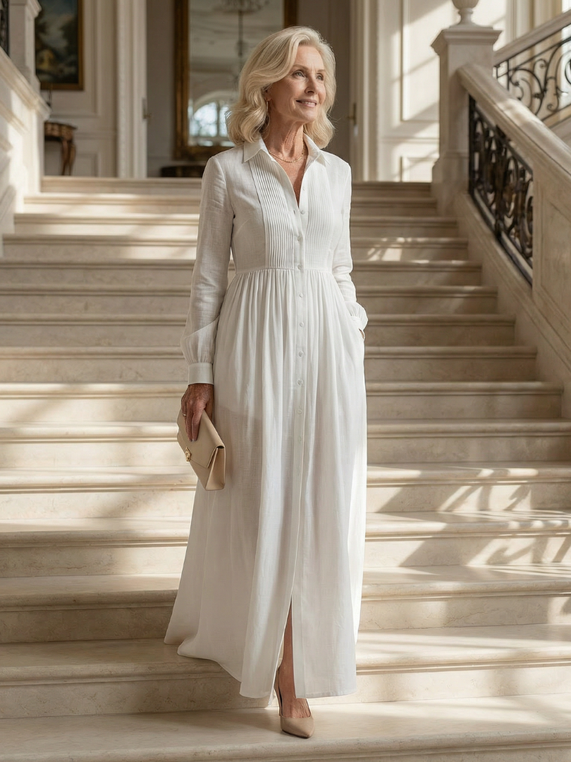 Dames Elegante Soepelvallende Maxi Jurk