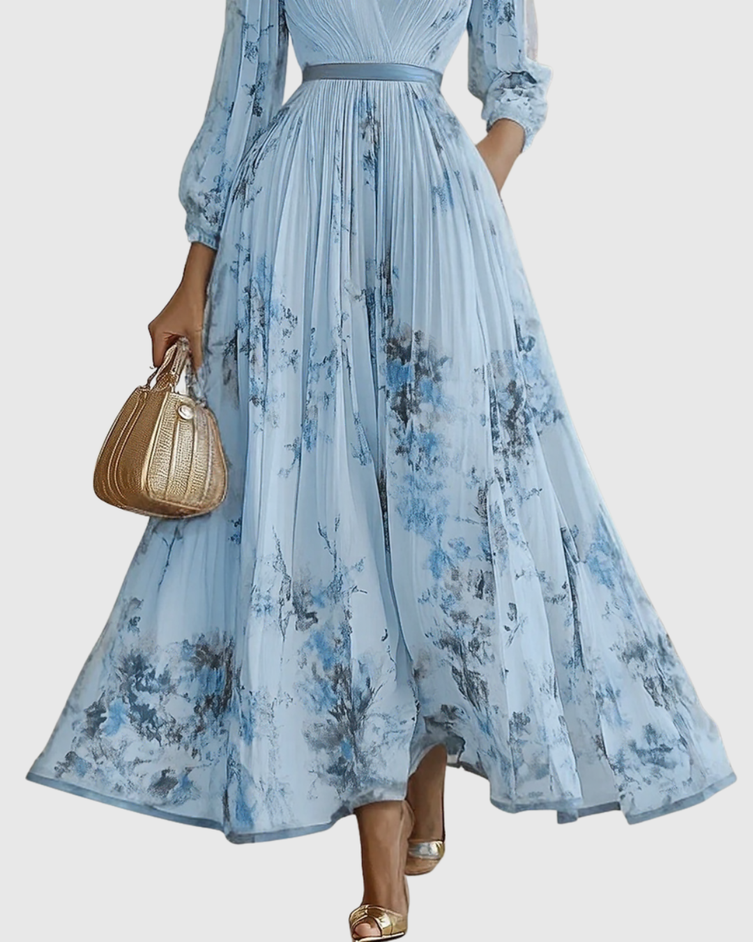 Women's Elegant Flowy Pleated Maxi Dress