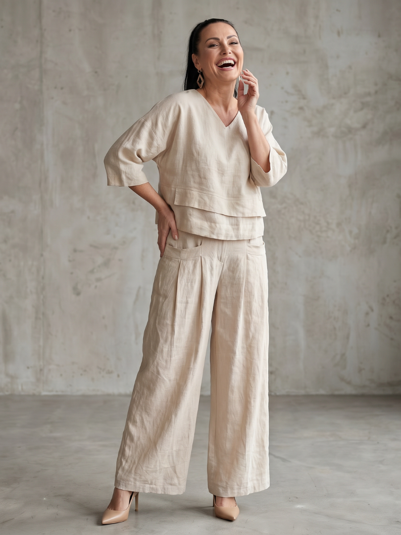 River Gelaagde Top en Wide Leg Broek Set