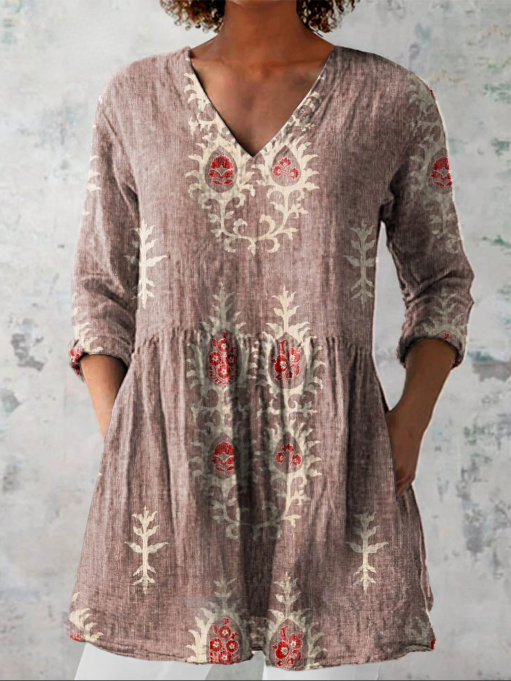 Lange Blouse met V-Hals