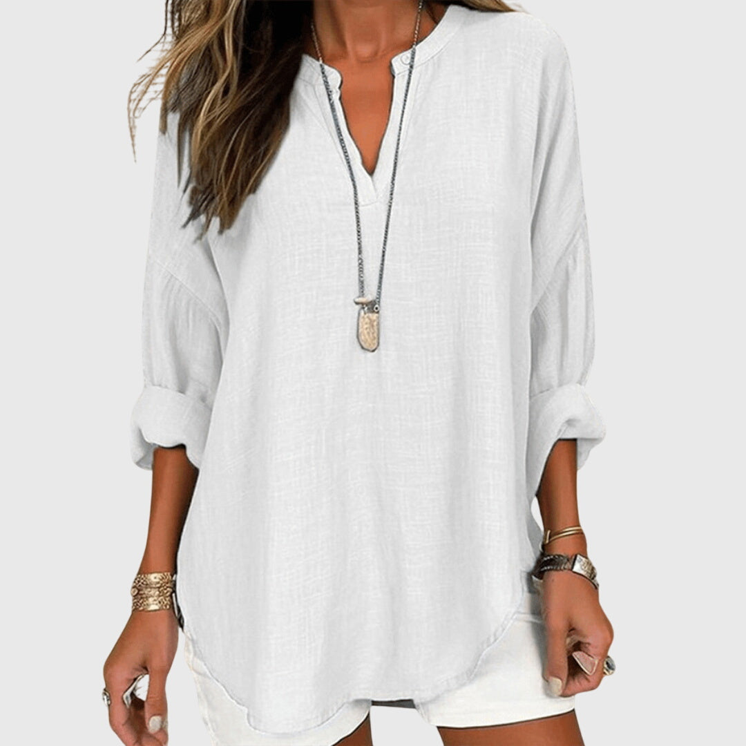 Lenara Flowy Elegant Long Sleeve Beach Shirt