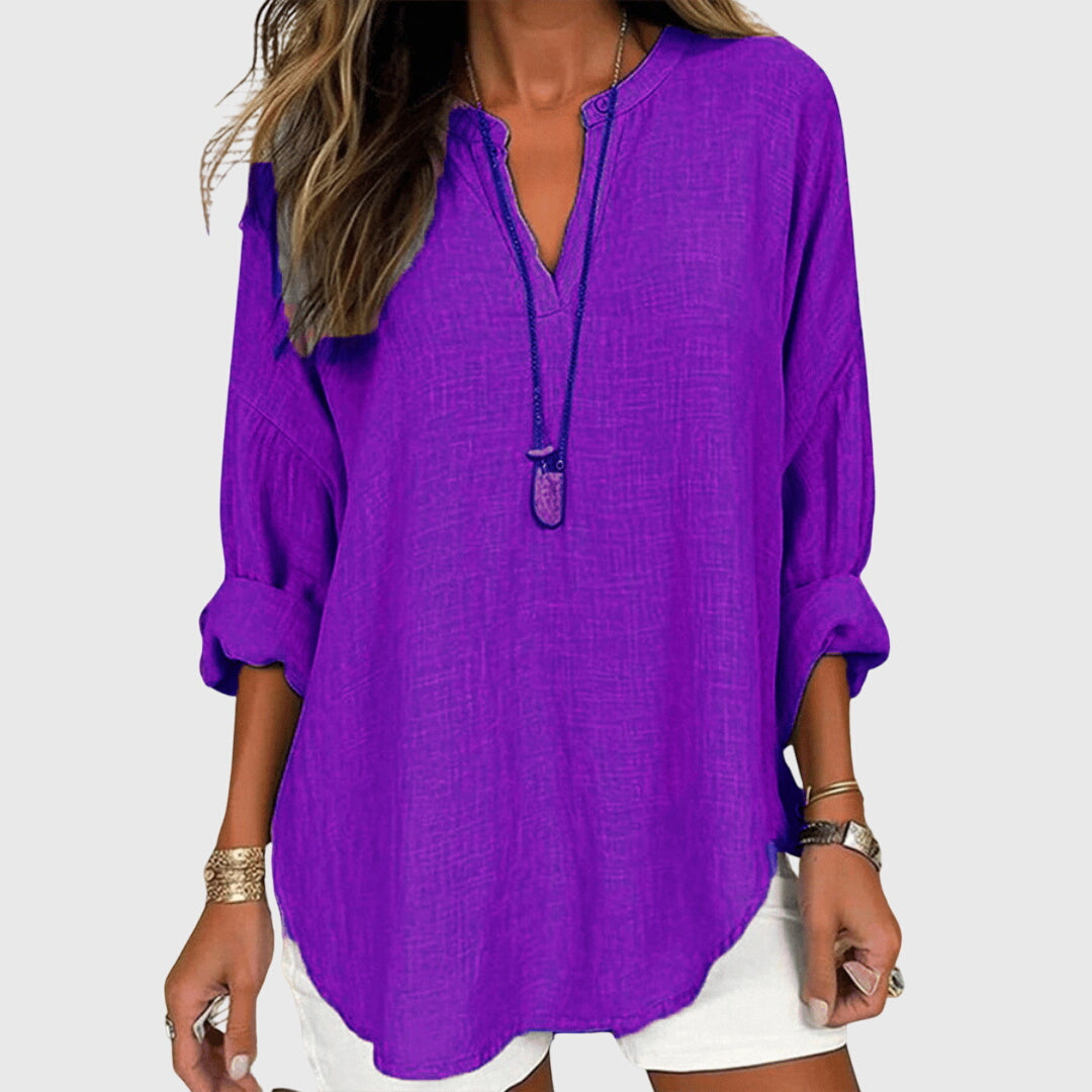 Lenara Flowy Elegant Long Sleeve Beach Shirt