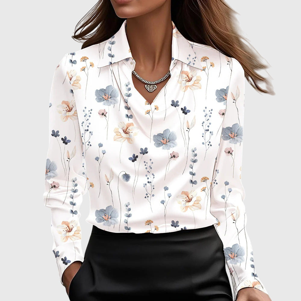 Women's Elegant Flowy Pleated Blouse