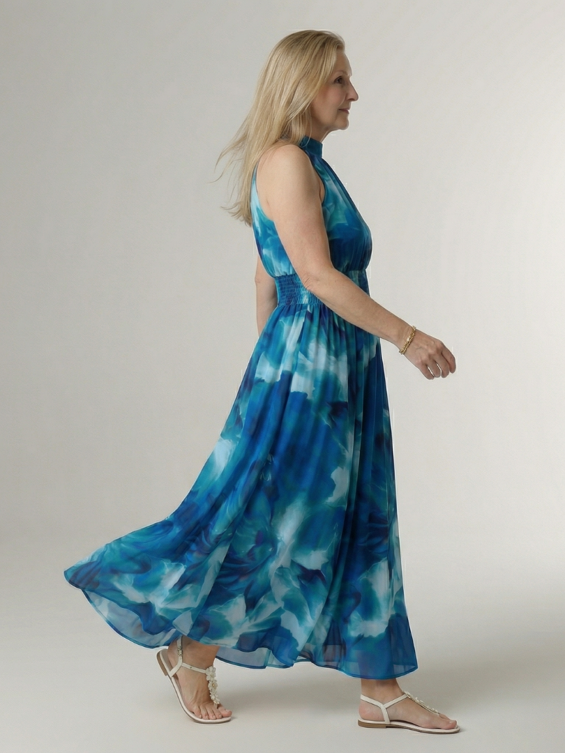 Dames Elegante Luchtige Halter Midi Jurk