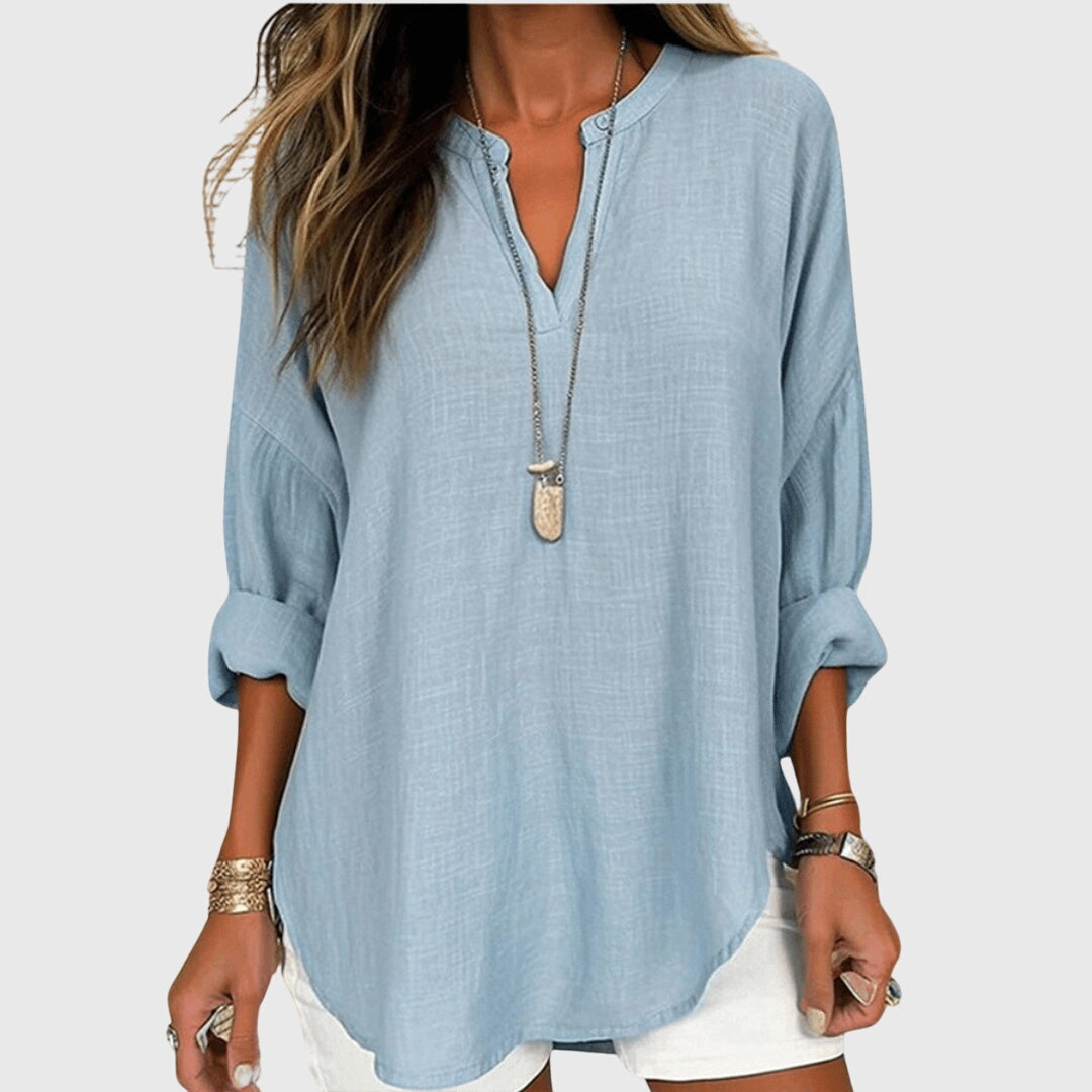 Lenara Flowy Elegant Long Sleeve Beach Shirt