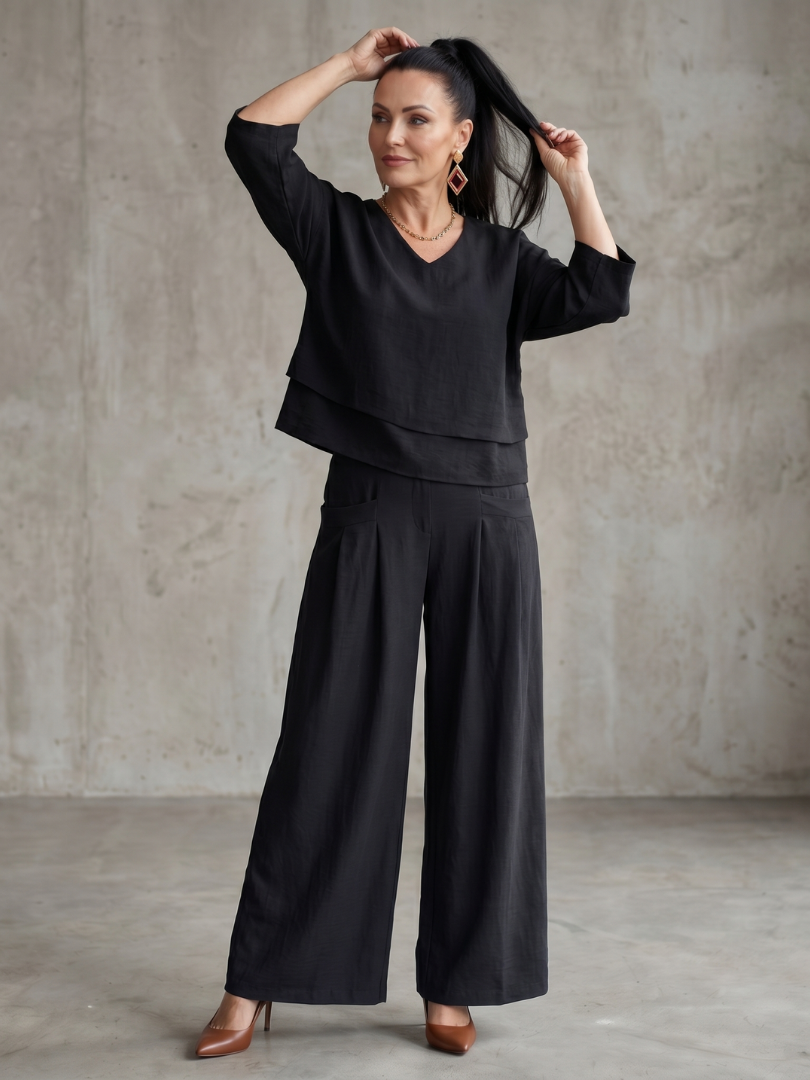 River Gelaagde Top en Wide Leg Broek Set