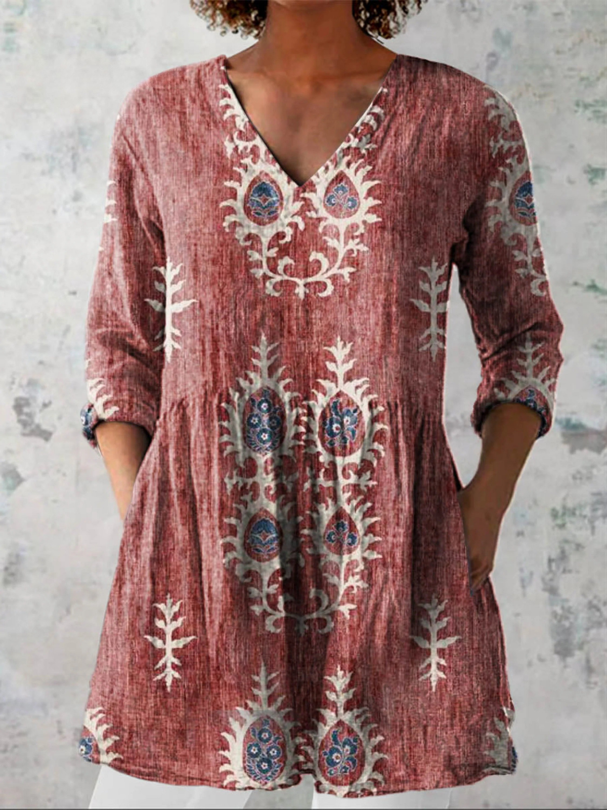 Lange Blouse met V-Hals