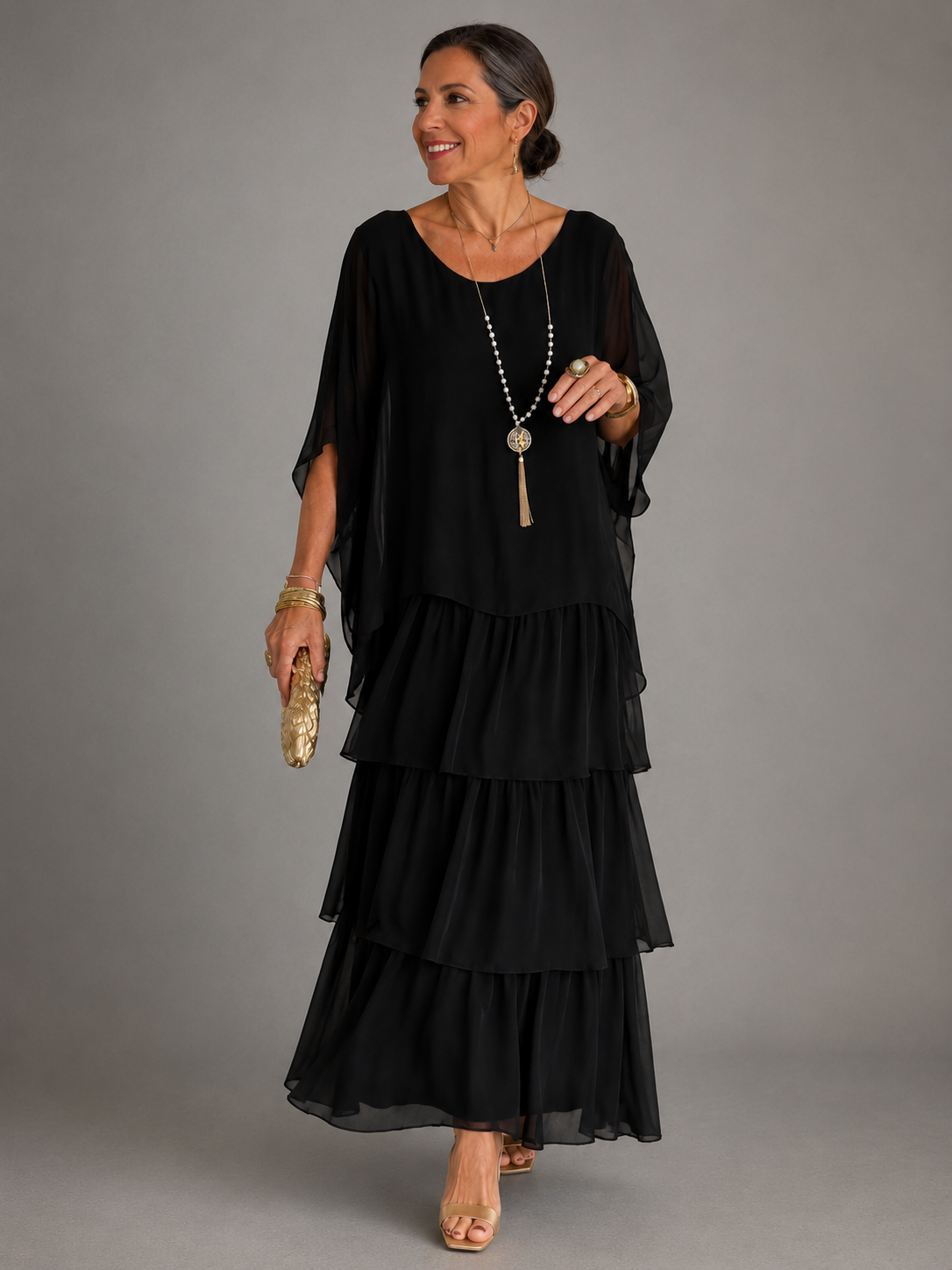 Lara Elegante Vloeiende Maxi-Jurk Voor Dames, Comfortabele Pasvorm
