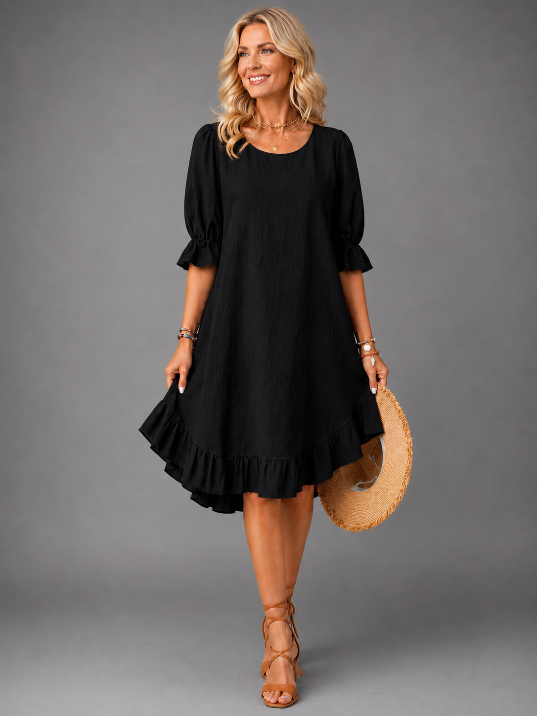 Elira Comfortabele Damesjurk met Ruffle Zoom en Flowy Pasvorm