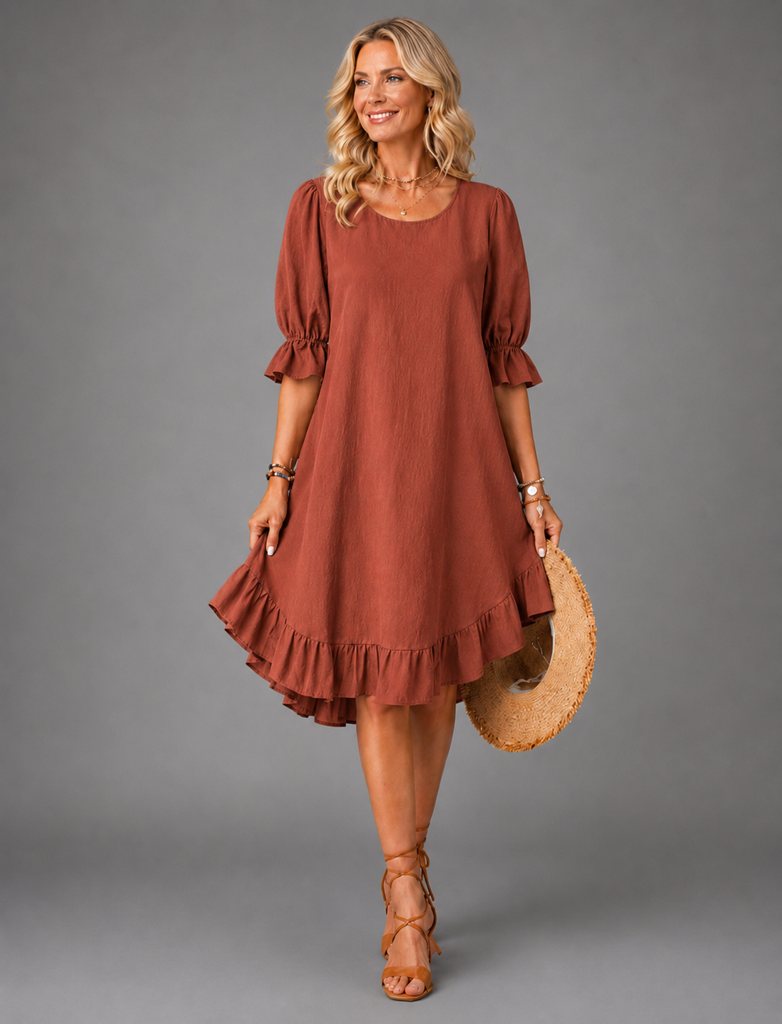 Elira Comfortabele Damesjurk met Ruffle Zoom en Flowy Pasvorm