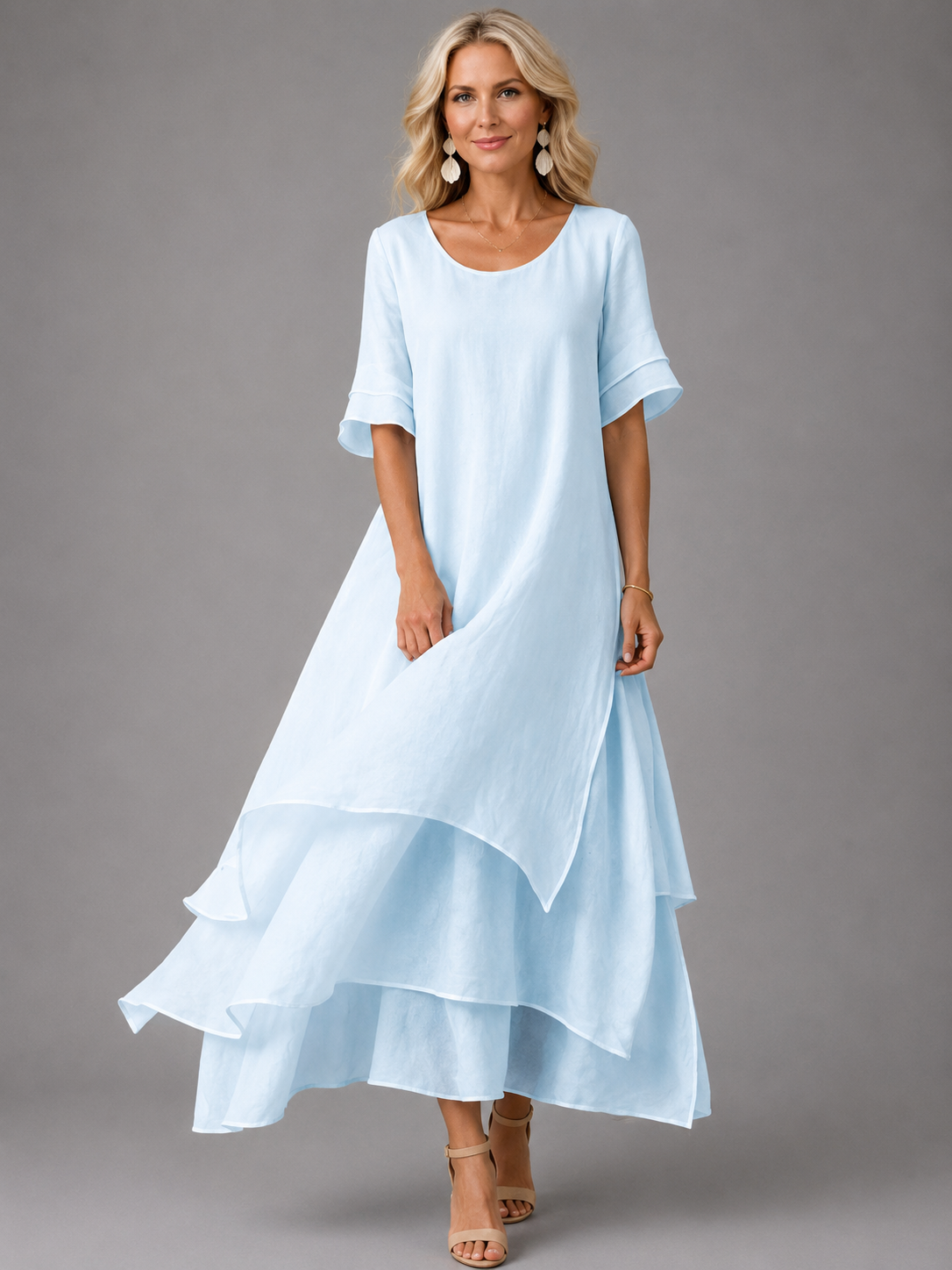Dames Elegante Soepelvallende Maxi Jurk