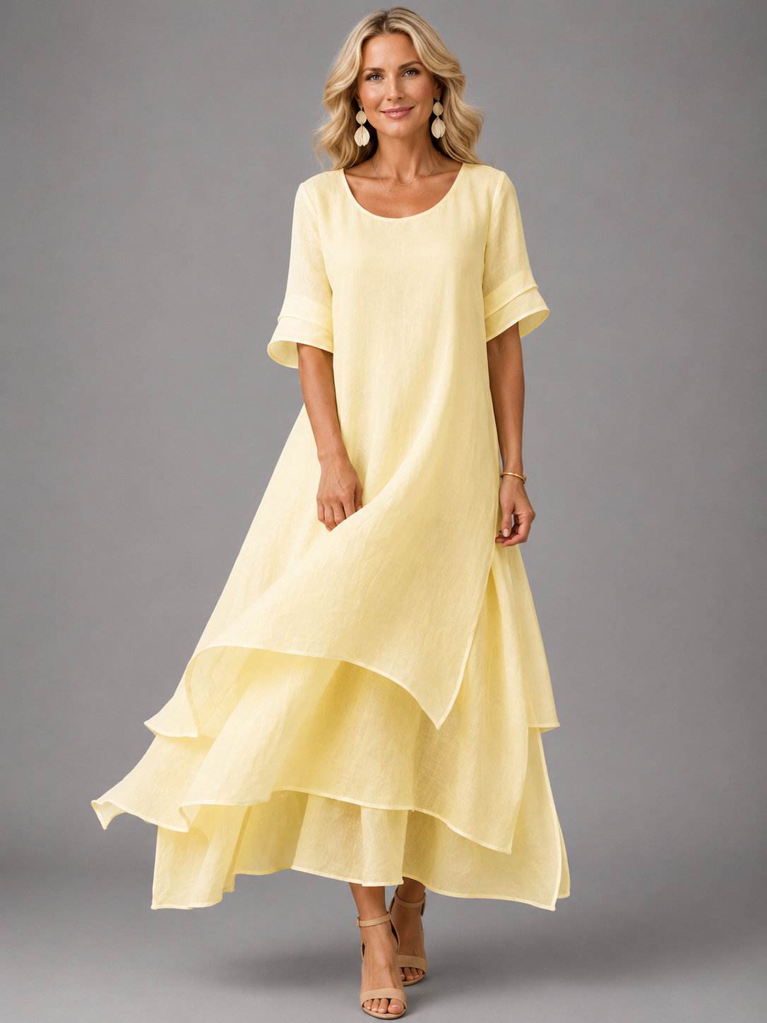 Dames Elegante Soepelvallende Maxi Jurk