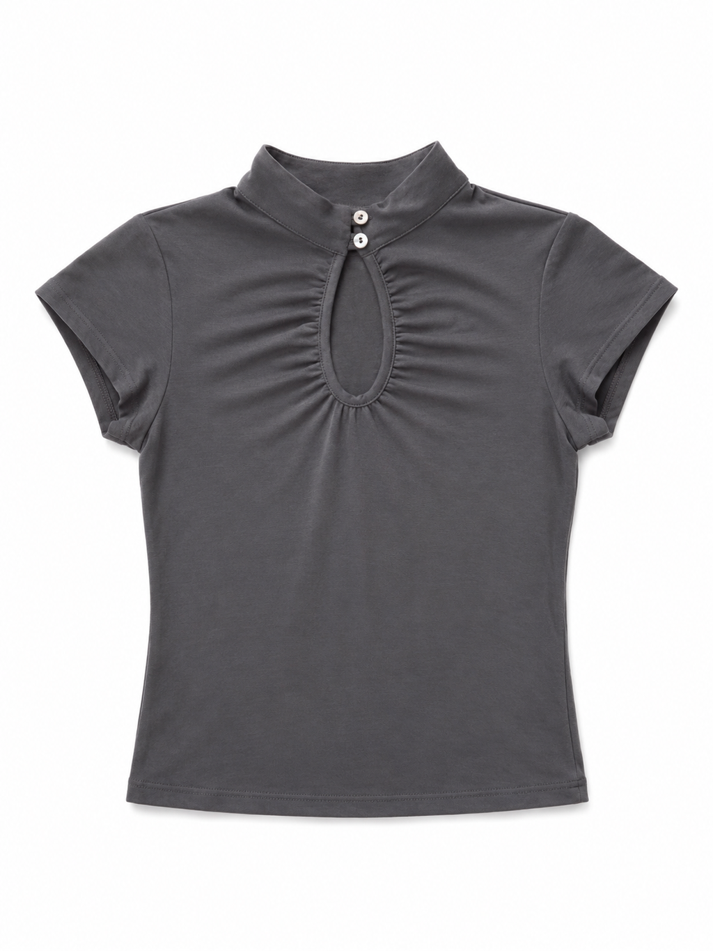 KAPSUL. Bel Top met Korte Mouwen en Mock Neck