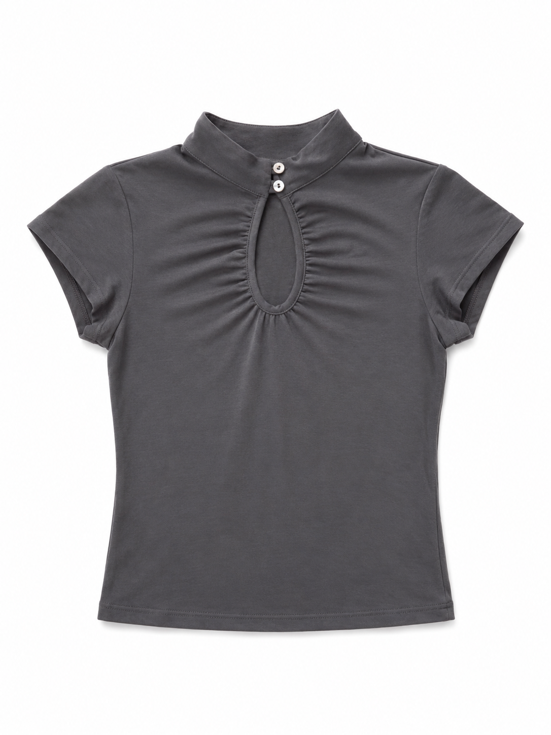 KAPSUL. Bel Top met Korte Mouwen en Mock Neck