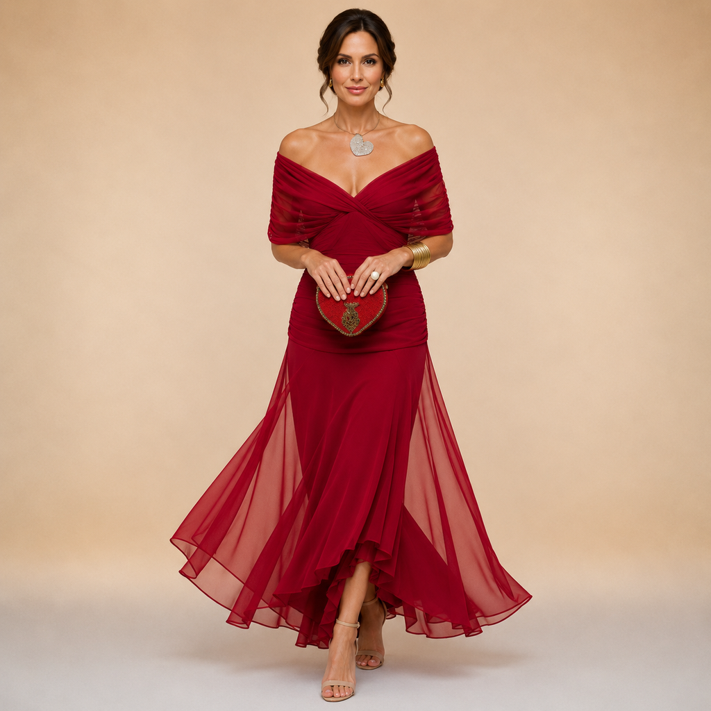 Poppy & Mae Emma Elegante Maxi Feestjurk met V-hals