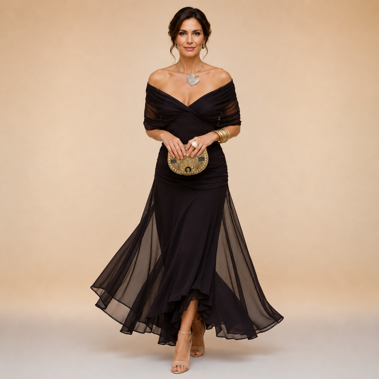 Poppy & Mae Emma Elegante Maxi Feestjurk met V-hals