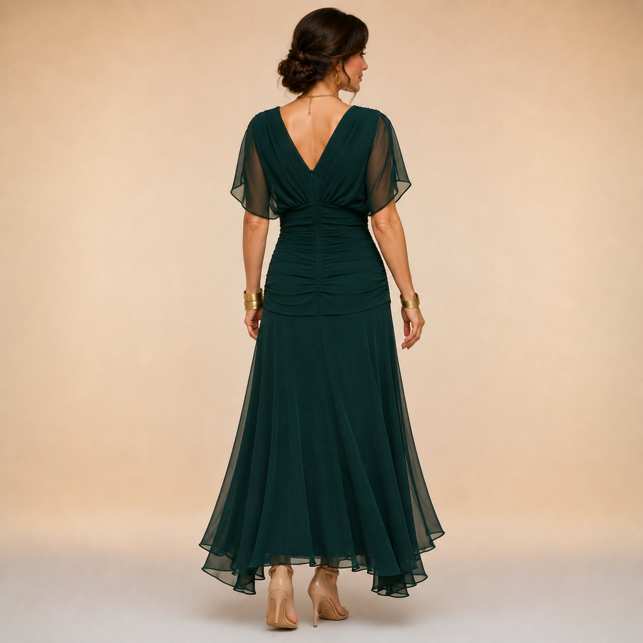 Poppy & Mae Emma Elegante Maxi Feestjurk met V-hals