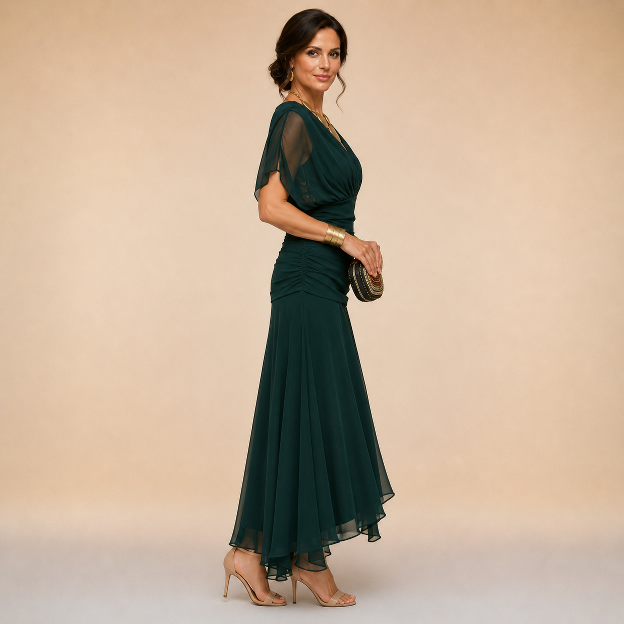 Poppy & Mae Emma Elegante Maxi Feestjurk met V-hals
