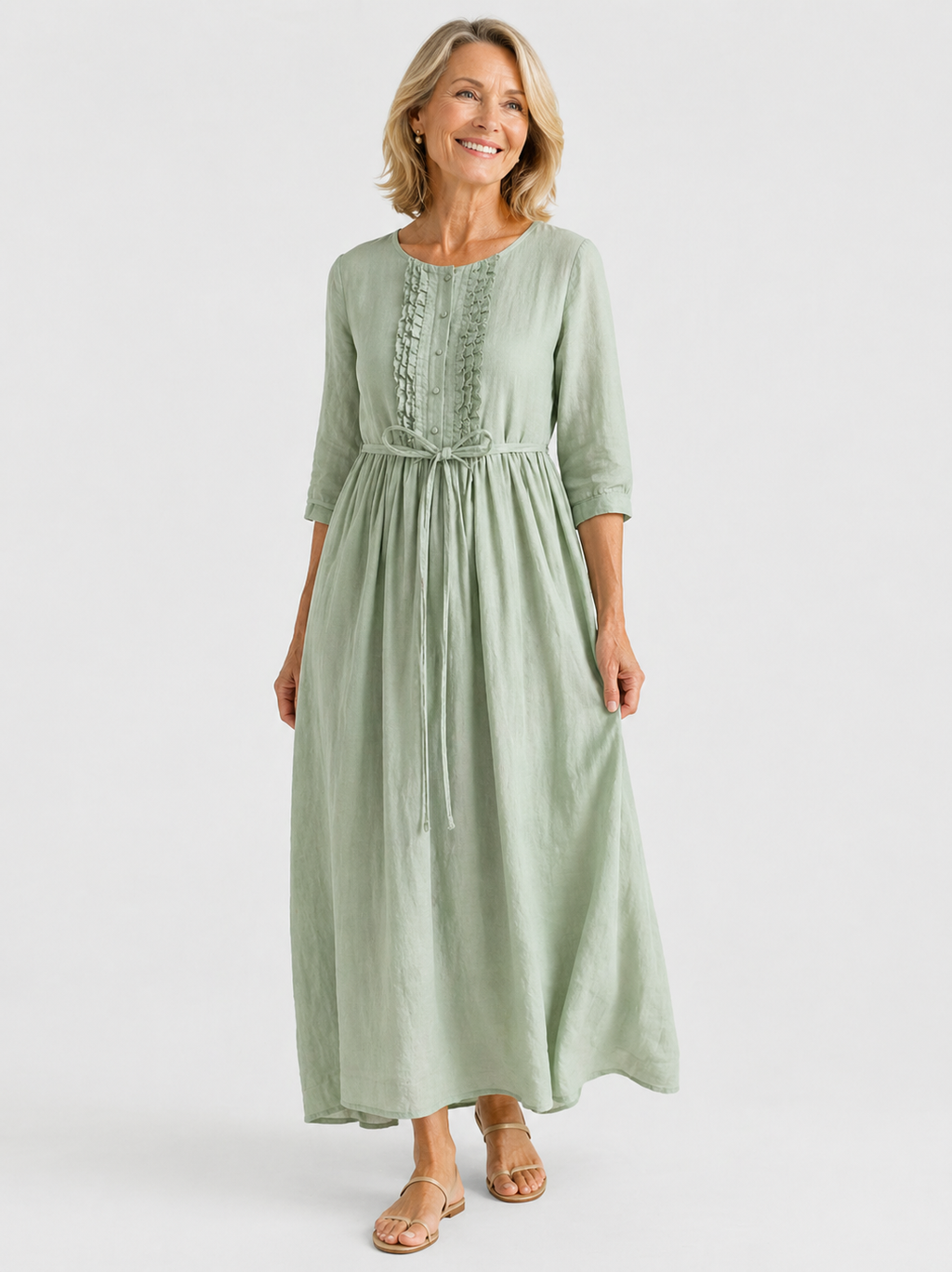 Dames Elegante Soepelvallende Lente Midi Jurk