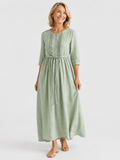Dames Elegante Soepelvallende Lente Midi Jurk