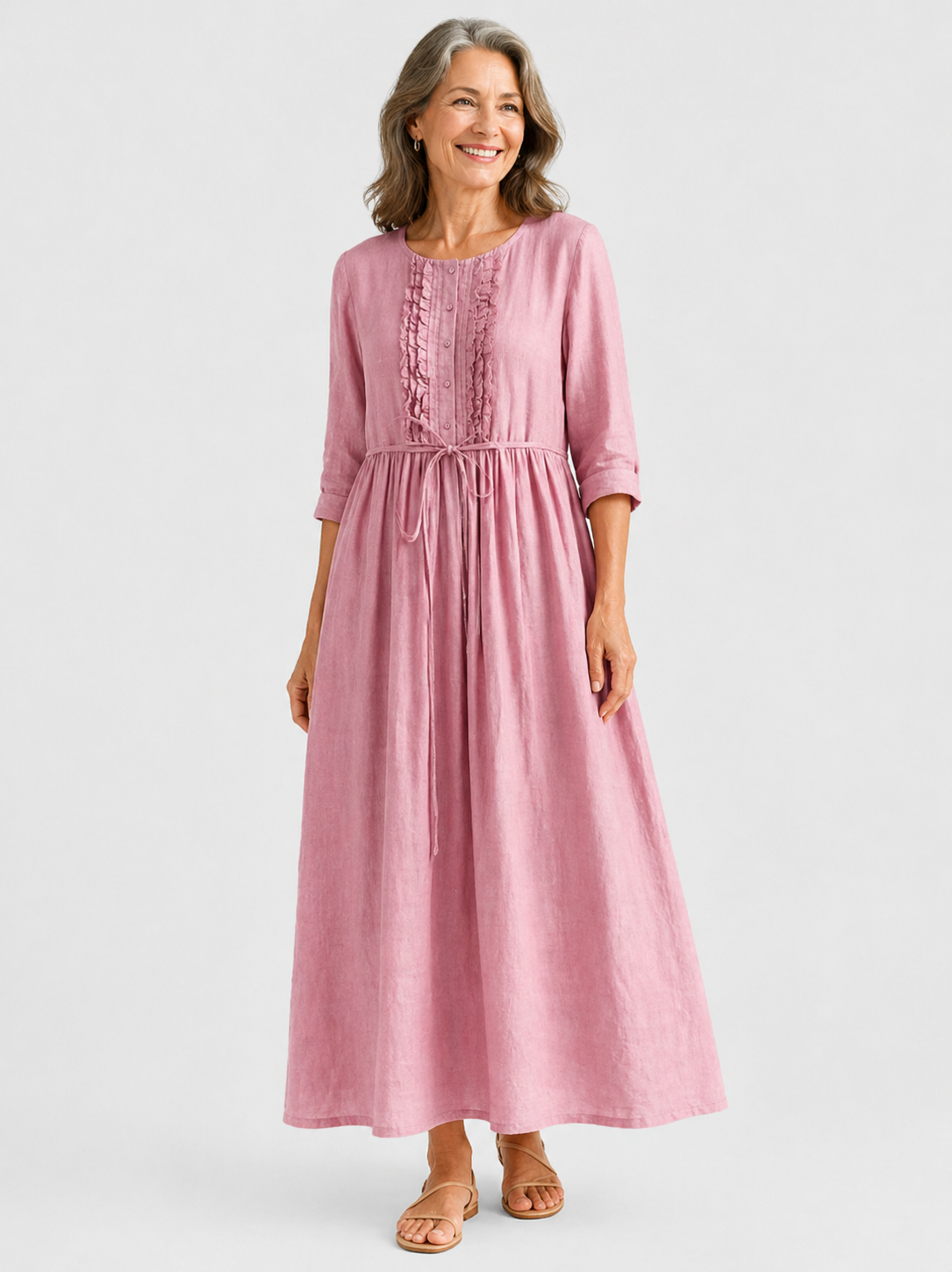 Dames Elegante Soepelvallende Lente Midi Jurk