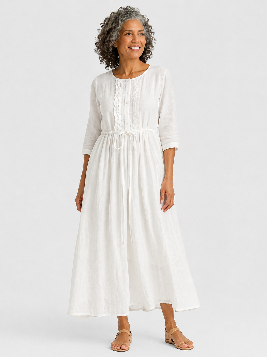 Dames Elegante Soepelvallende Lente Midi Jurk