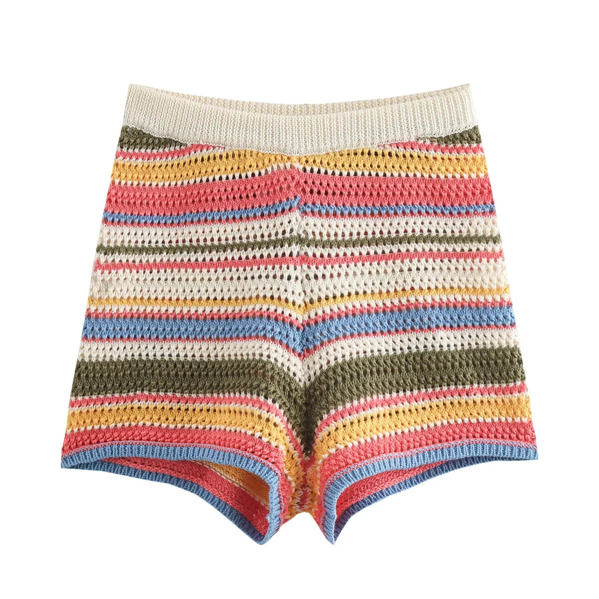 Gebreide Gestreepte Set Dames Polo Crop Top en Shorts